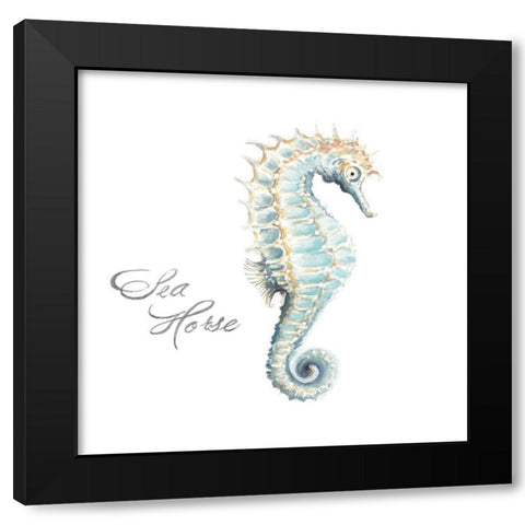Sea Horse Black Modern Wood Framed Art Print by Pinto, Patricia