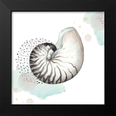 Turquoise Ocean Nautilus Black Modern Wood Framed Art Print by Pinto, Patricia