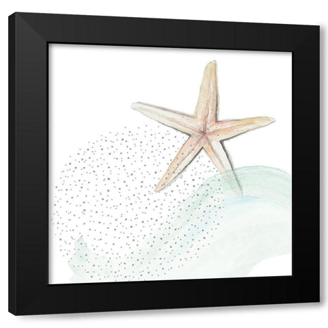 Turquoise Ocean Treasure Star Black Modern Wood Framed Art Print by Pinto, Patricia
