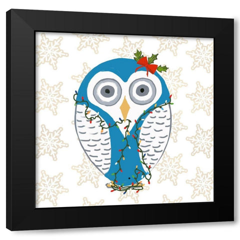 Christmas Owl I Black Modern Wood Framed Art Print with Double Matting by DeRice, Julie
