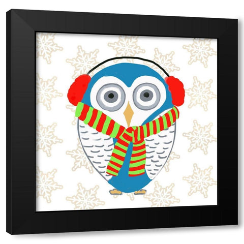 Christmas Owl II Black Modern Wood Framed Art Print by DeRice, Julie
