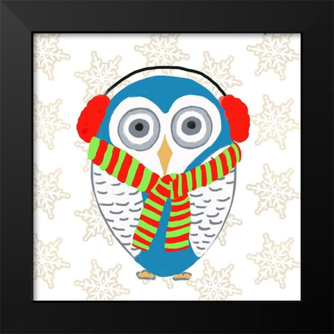 Christmas Owl II Black Modern Wood Framed Art Print by DeRice, Julie