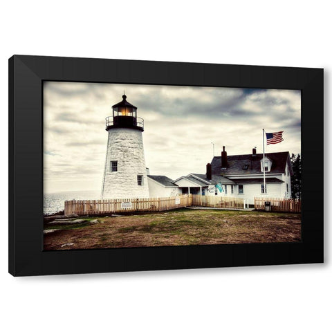 American Harbor Lighthouse Black Modern Wood Framed Art Print by Amos, Andy