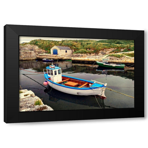 Harbor Boat Dock Black Modern Wood Framed Art Print by Amos, Andy