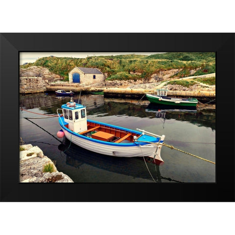 Harbor Boat Dock Black Modern Wood Framed Art Print by Amos, Andy