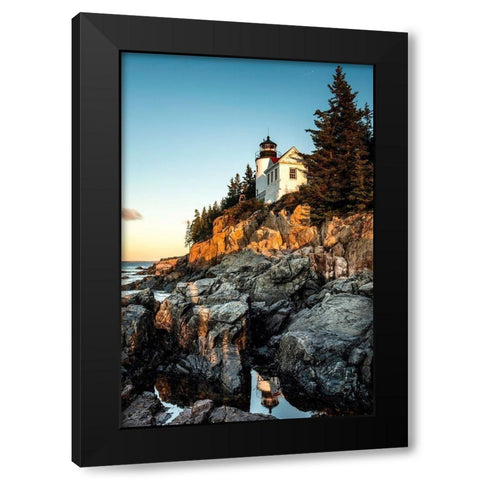Harbor Lighthouse Black Modern Wood Framed Art Print by Amos, Andy