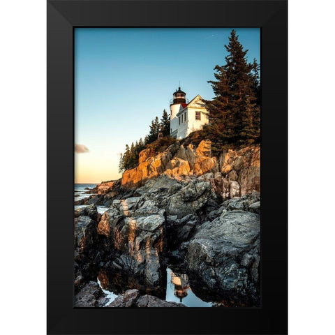 Harbor Lighthouse Black Modern Wood Framed Art Print by Amos, Andy