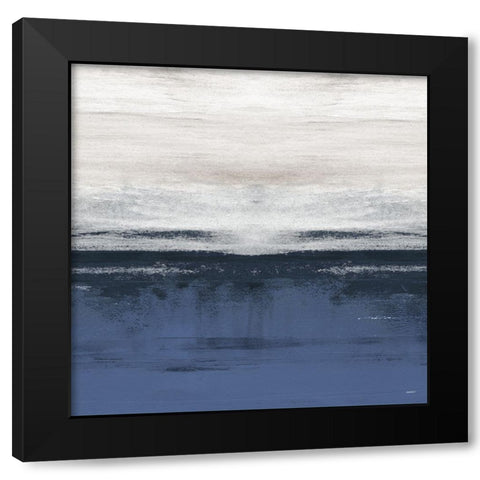 Familiar Feeling Blue Square II Black Modern Wood Framed Art Print by Meneely, Dan