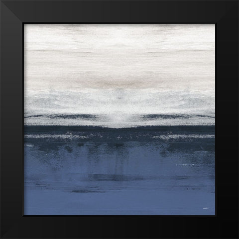 Familiar Feeling Blue Square II Black Modern Wood Framed Art Print by Meneely, Dan