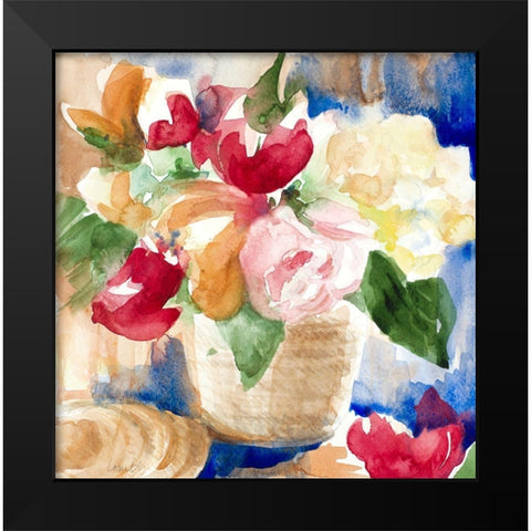 Bright Flower Basket Black Modern Wood Framed Art Print by Loreth, Lanie