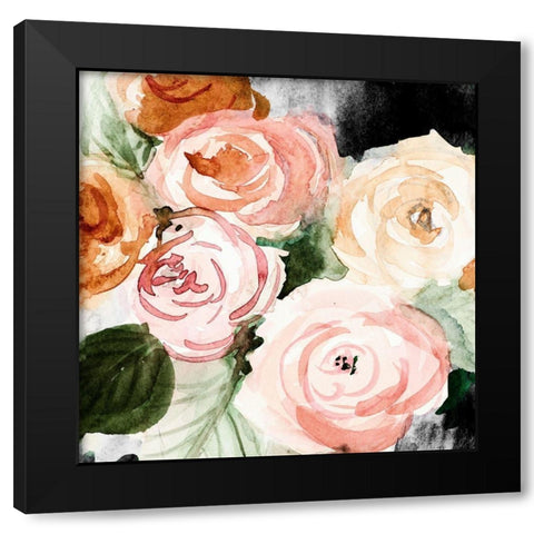 Midnight Peonies Black Modern Wood Framed Art Print with Double Matting by Loreth, Lanie