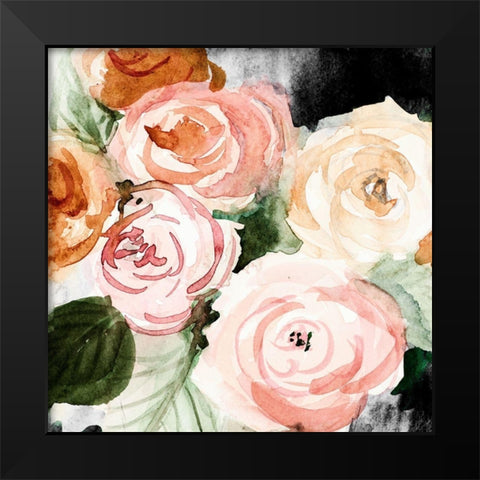 Midnight Peonies Black Modern Wood Framed Art Print by Loreth, Lanie