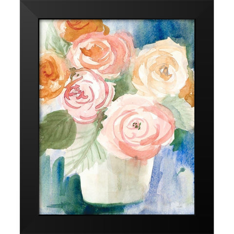 Cherry Peonies Black Modern Wood Framed Art Print by Loreth, Lanie