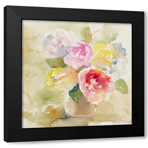 Graceful Bloom Basket Black Modern Wood Framed Art Print with Double Matting by Loreth, Lanie