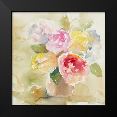 Graceful Bloom Basket Black Modern Wood Framed Art Print by Loreth, Lanie