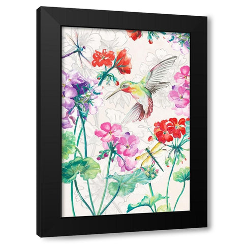 New Hummingbird Garden I Black Modern Wood Framed Art Print with Double Matting by Pinto, Patricia