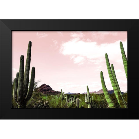 Cactus Landscape Under Pink Sky Black Modern Wood Framed Art Print by Bill Carson Photography