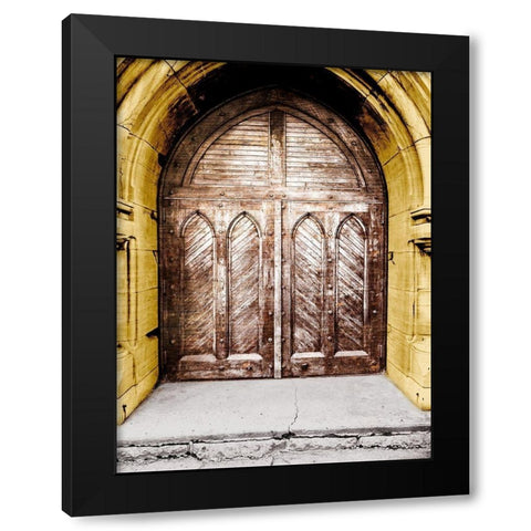 Golden Cathedral Door I Black Modern Wood Framed Art Print with Double Matting by Bill Carson Photography