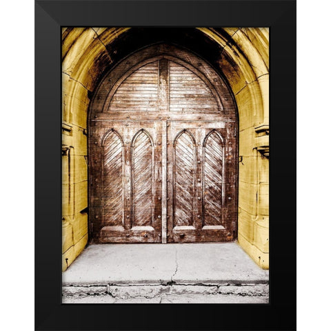 Golden Cathedral Door I Black Modern Wood Framed Art Print by Bill Carson Photography