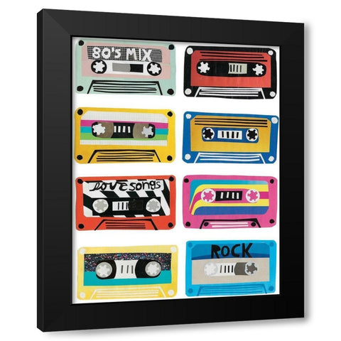 Retro Mix Tapes I Black Modern Wood Framed Art Print by Bucheli, Jen