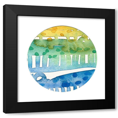 Retro Circle I Black Modern Wood Framed Art Print by Bucheli, Jen