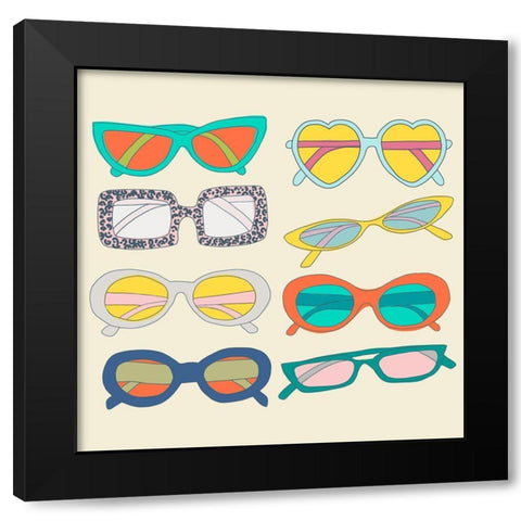 Retro Sunglasses Black Modern Wood Framed Art Print by Bucheli, Jen