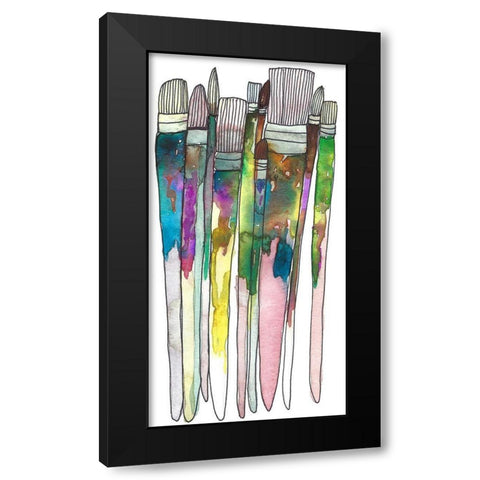 Paint Brushes Black Modern Wood Framed Art Print with Double Matting by Bucheli, Jen