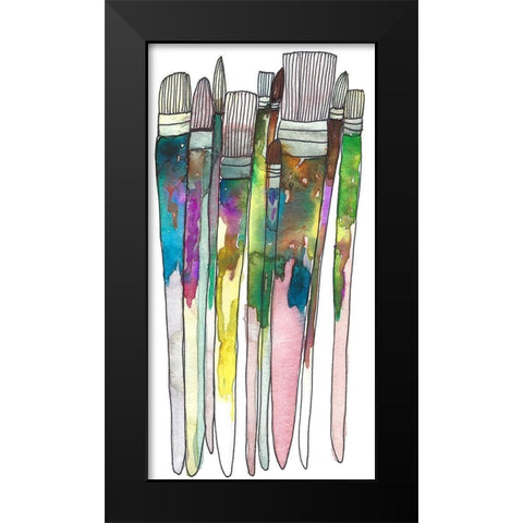 Paint Brushes Black Modern Wood Framed Art Print by Bucheli, Jen