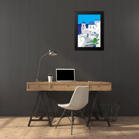 Santorini Black Modern Wood Framed Art Print by Bucheli, Jen