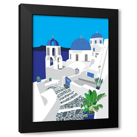 Santorini Black Modern Wood Framed Art Print by Bucheli, Jen
