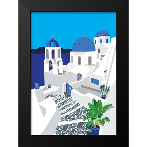 Santorini Black Modern Wood Framed Art Print by Bucheli, Jen
