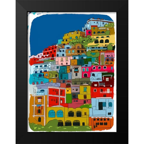 City On A Mountain Black Modern Wood Framed Art Print by Bucheli, Jen