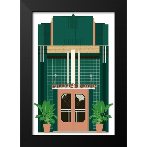 Coffee Shop Black Modern Wood Framed Art Print by Bucheli, Jen