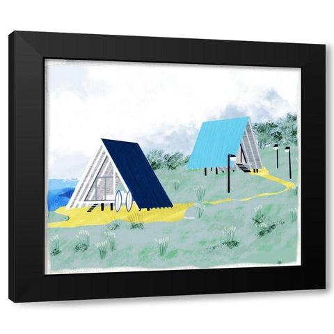 Lake Cabins At Dawn Black Modern Wood Framed Art Print with Double Matting by Bucheli, Jen