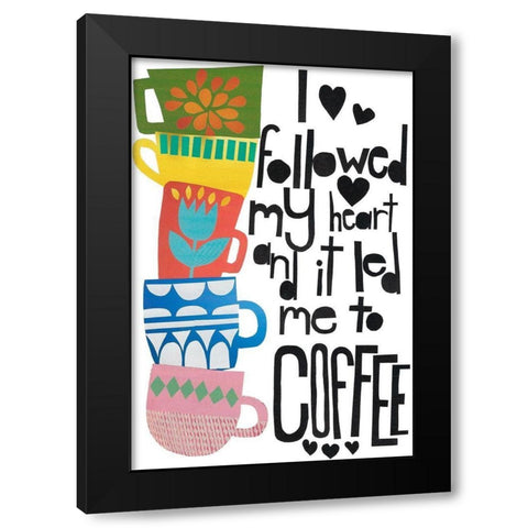 Heart and Coffee Black Modern Wood Framed Art Print with Double Matting by Bucheli, Jen