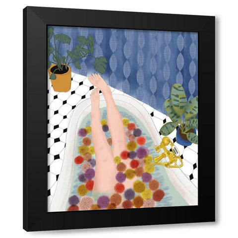 Bubble Bath Dream Black Modern Wood Framed Art Print with Double Matting by Bucheli, Jen