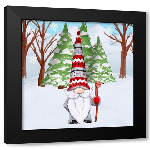 Fun Hat Gnoming Around I Black Modern Wood Framed Art Print with Double Matting by Edwins, Hugo