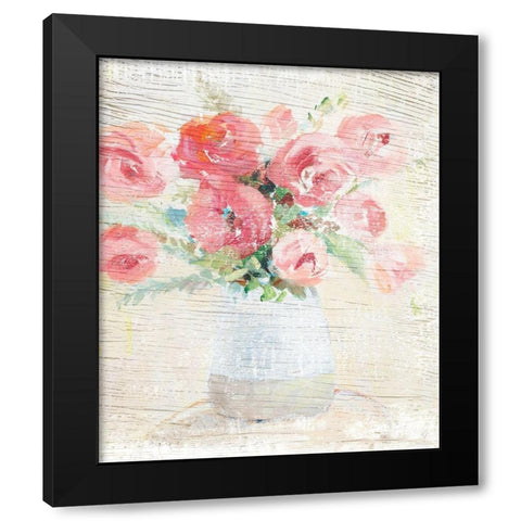 Peonies on Wood Black Modern Wood Framed Art Print with Double Matting by Loreth, Lanie