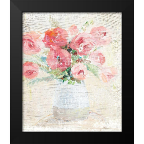 Peonies on Wood Black Modern Wood Framed Art Print by Loreth, Lanie