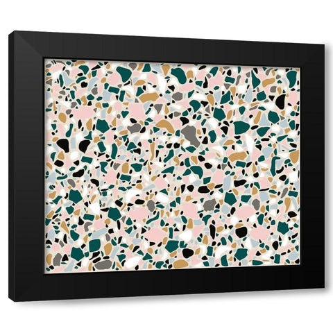 Teal Terrazo Black Modern Wood Framed Art Print with Double Matting by Bucheli, Jen