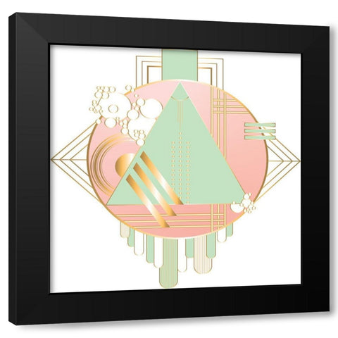 Art Deco Circle Black Modern Wood Framed Art Print with Double Matting by Bucheli, Jen