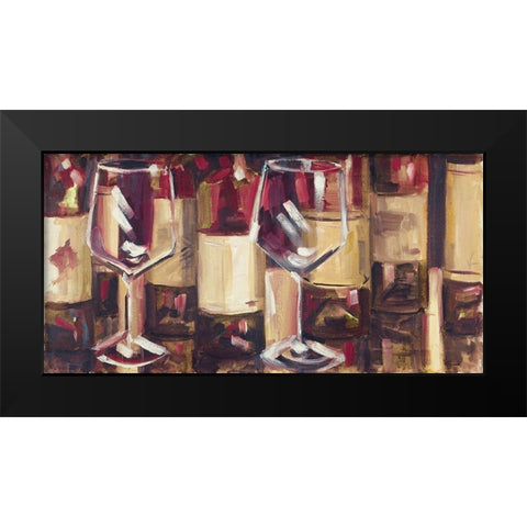 Red Wine with Dinner Black Modern Wood Framed Art Print by French-Roussia, Heather A.
