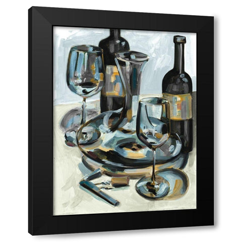 Wine with Dinner I Black Modern Wood Framed Art Print with Double Matting by French-Roussia, Heather A.