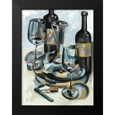 Wine with Dinner I Black Modern Wood Framed Art Print by French-Roussia, Heather A.
