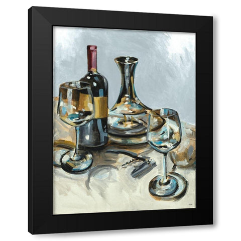 Wine with Dinner II Black Modern Wood Framed Art Print by French-Roussia, Heather A.