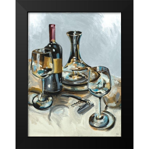 Wine with Dinner II Black Modern Wood Framed Art Print by French-Roussia, Heather A.