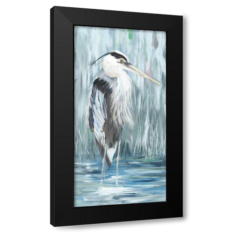 Standing Still Heron I (Blue) Black Modern Wood Framed Art Print with Double Matting by DeRice, Julie