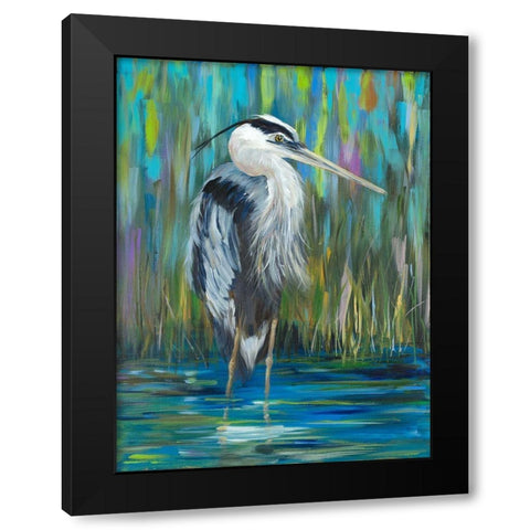 Standing Heron I Black Modern Wood Framed Art Print by DeRice, Julie