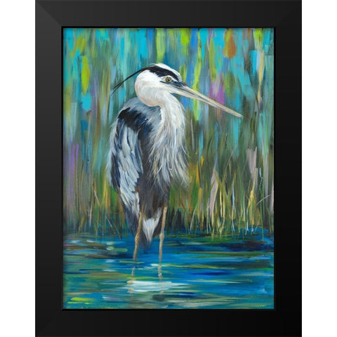 Standing Heron I Black Modern Wood Framed Art Print by DeRice, Julie