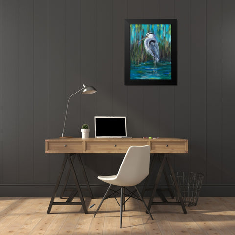 Standing Heron II Black Modern Wood Framed Art Print by DeRice, Julie